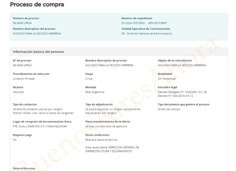 La licitación es de alcance nacional y será destinado el dinero para la sección de herrería.