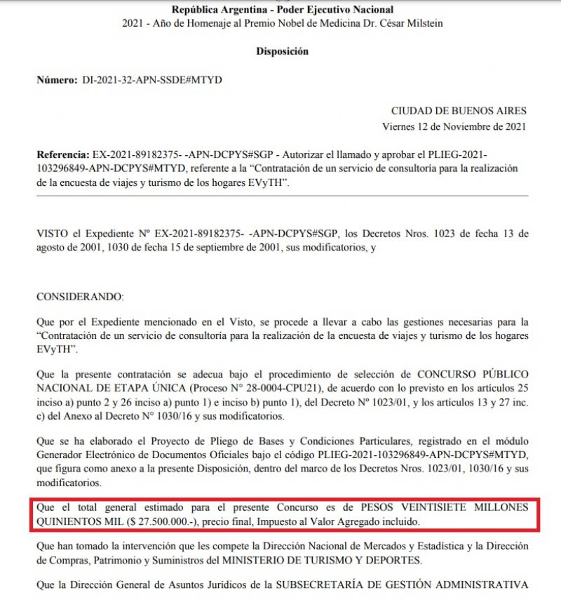 La autorización del llamado a la Licitación.