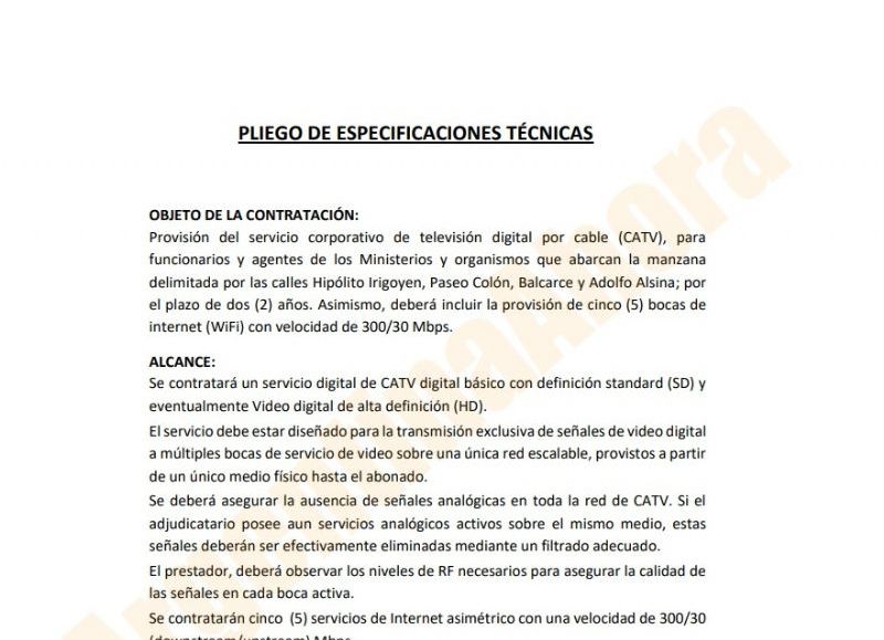 En el pliego licitatorio al que accedió NOVA solicitan la provisión del servicio corporativo de televisión digital por cable (CATV), para funcionarios y agentes de los Ministerios y organismos. (Foto: ArgentinaAhora)
