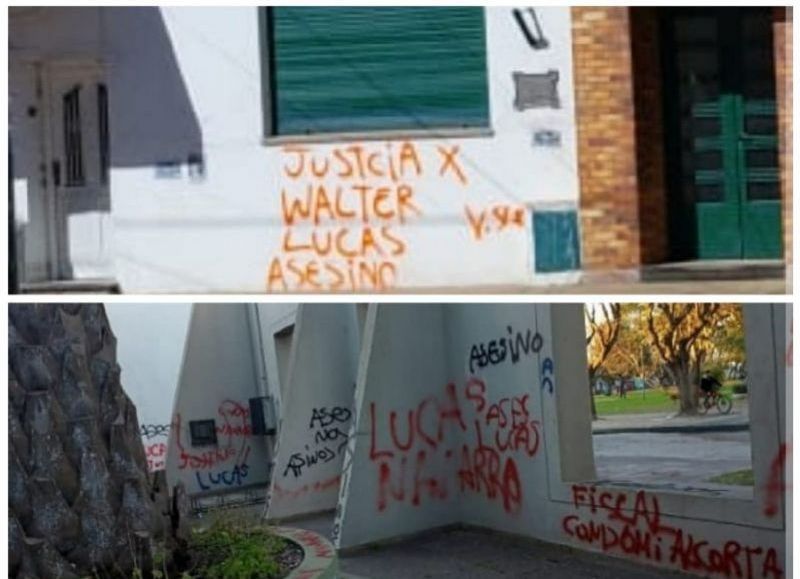 Así quedaron las paredes de la ciudad tras las manifestaciones de este domingo.