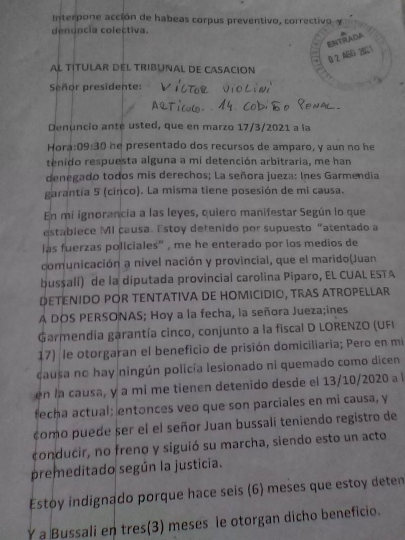 Habeas Corpus ante el Tribunal de Casación Penal.