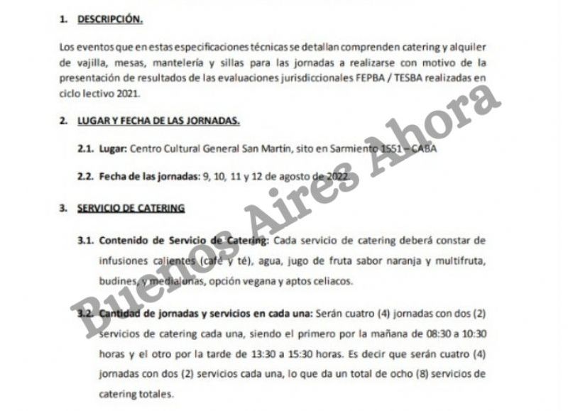 Cada servicio deberá constar de infusiones calientes, agua, jugo de fruta sabor naranja y multifruta, budines, y medialunas, opción vegana y aptos celíacos.
